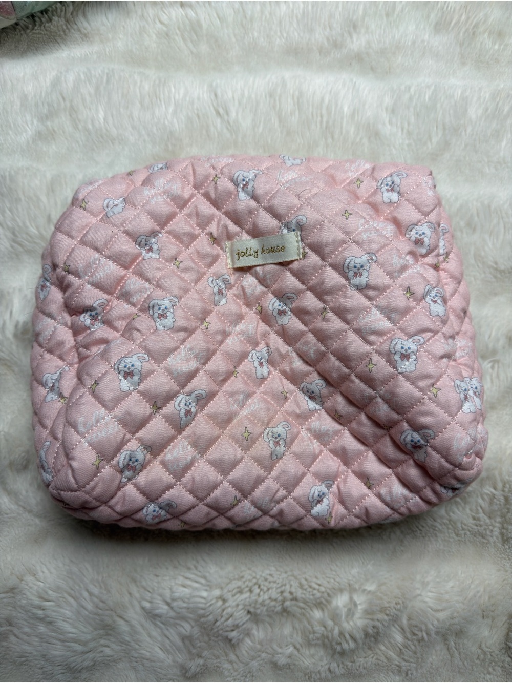 Jolly House Quilted Pink Cosmetic Pouch